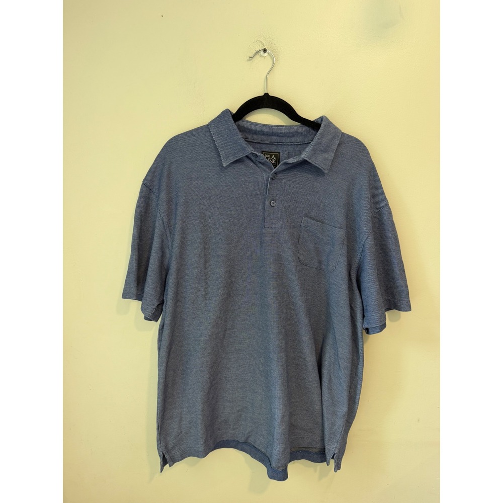 Jos. A. Bank Traveler Mens XXL Blue Cotton Micro Textured Short Sleeve Polo